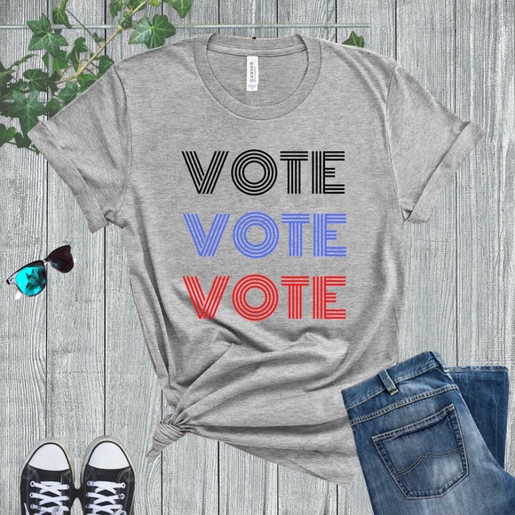 Bella Canvas Tops - WOMAN SIZE Vote Shirt, ATHLETIC HEATHER T…